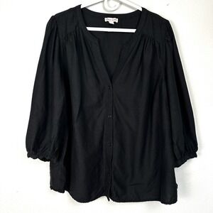 Knox Rose Top Size XXL Black Button Up Blouse Casual Workwear